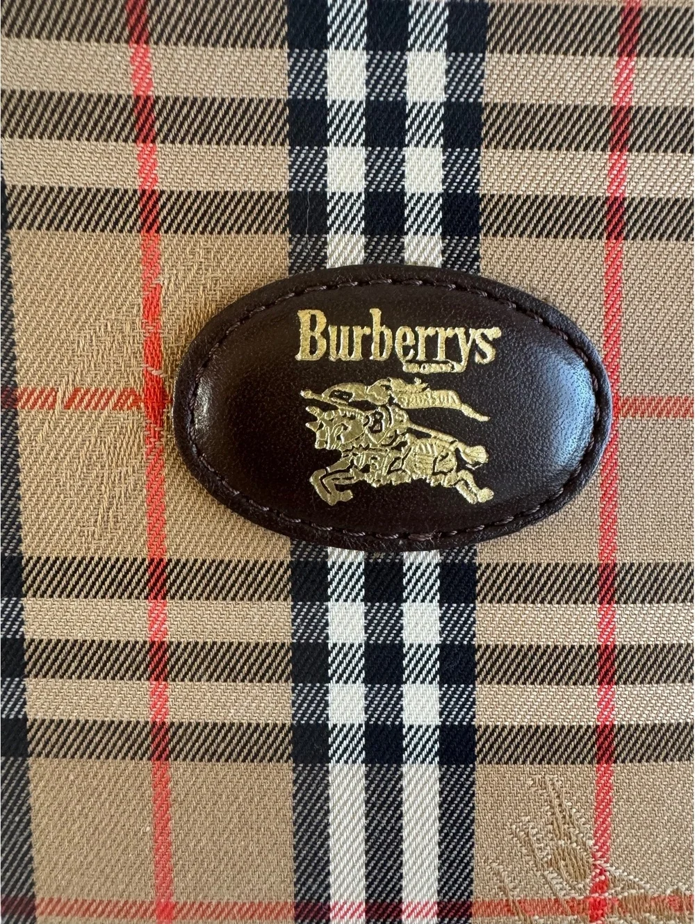 Authentic Vintage Burberrys Nova Check Pouch Brown Leather Entrupy COA